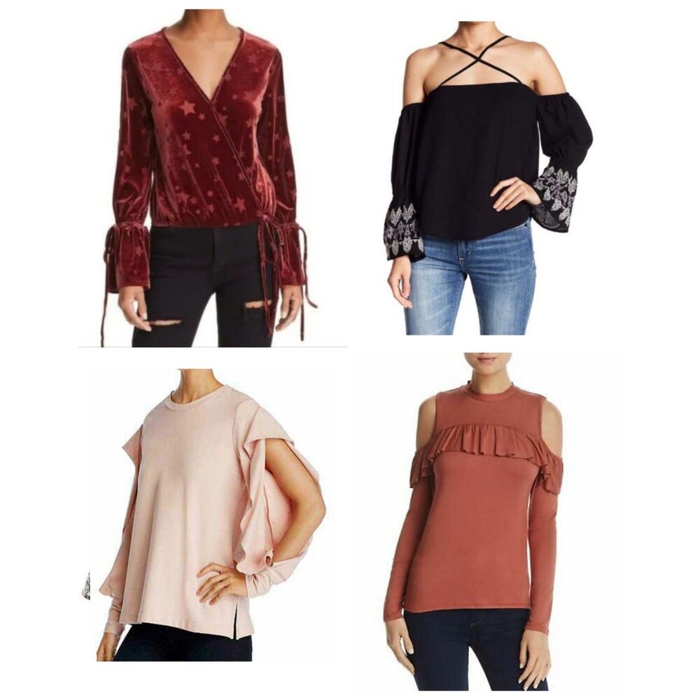 NWT 4 Piece Lot Long Sleeve Tops Vintage Havana Banjara Vince Camuto Elan Medium